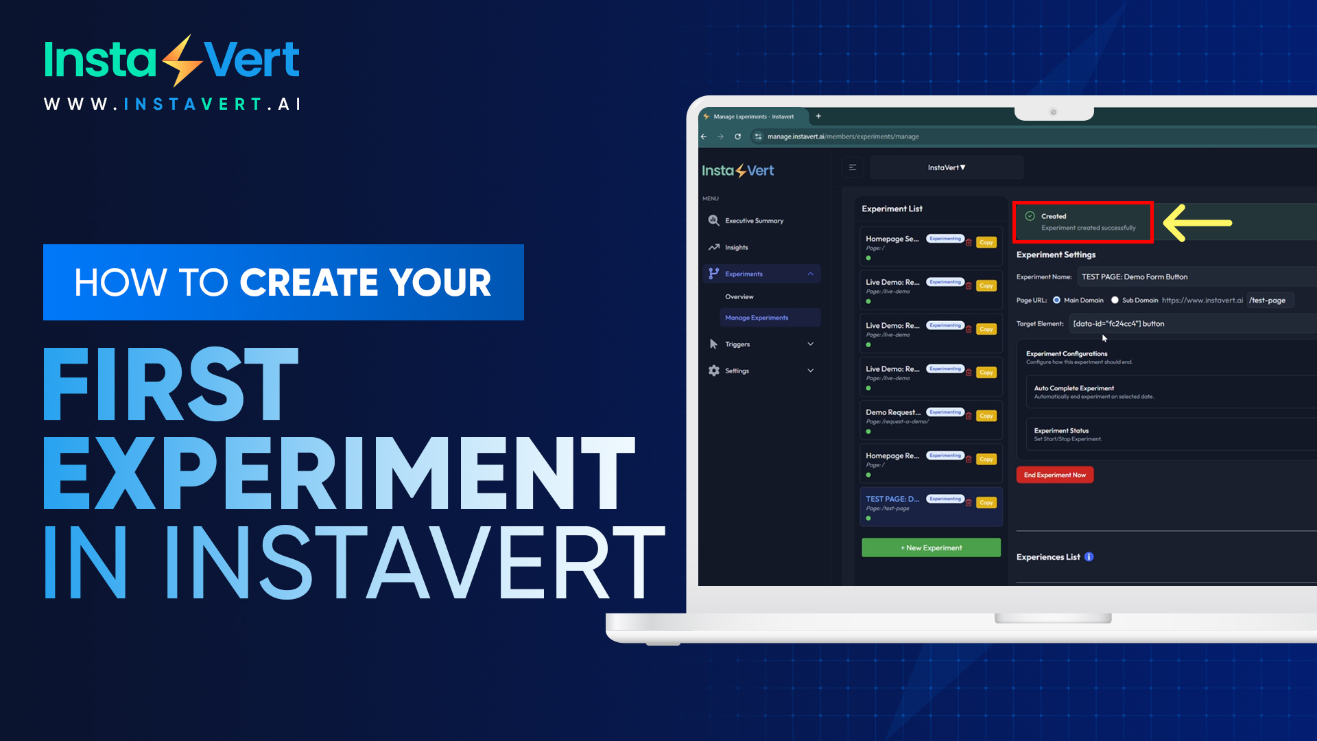How to Create Your First Experiment in InstaVert | Step-by-Step Tutorial