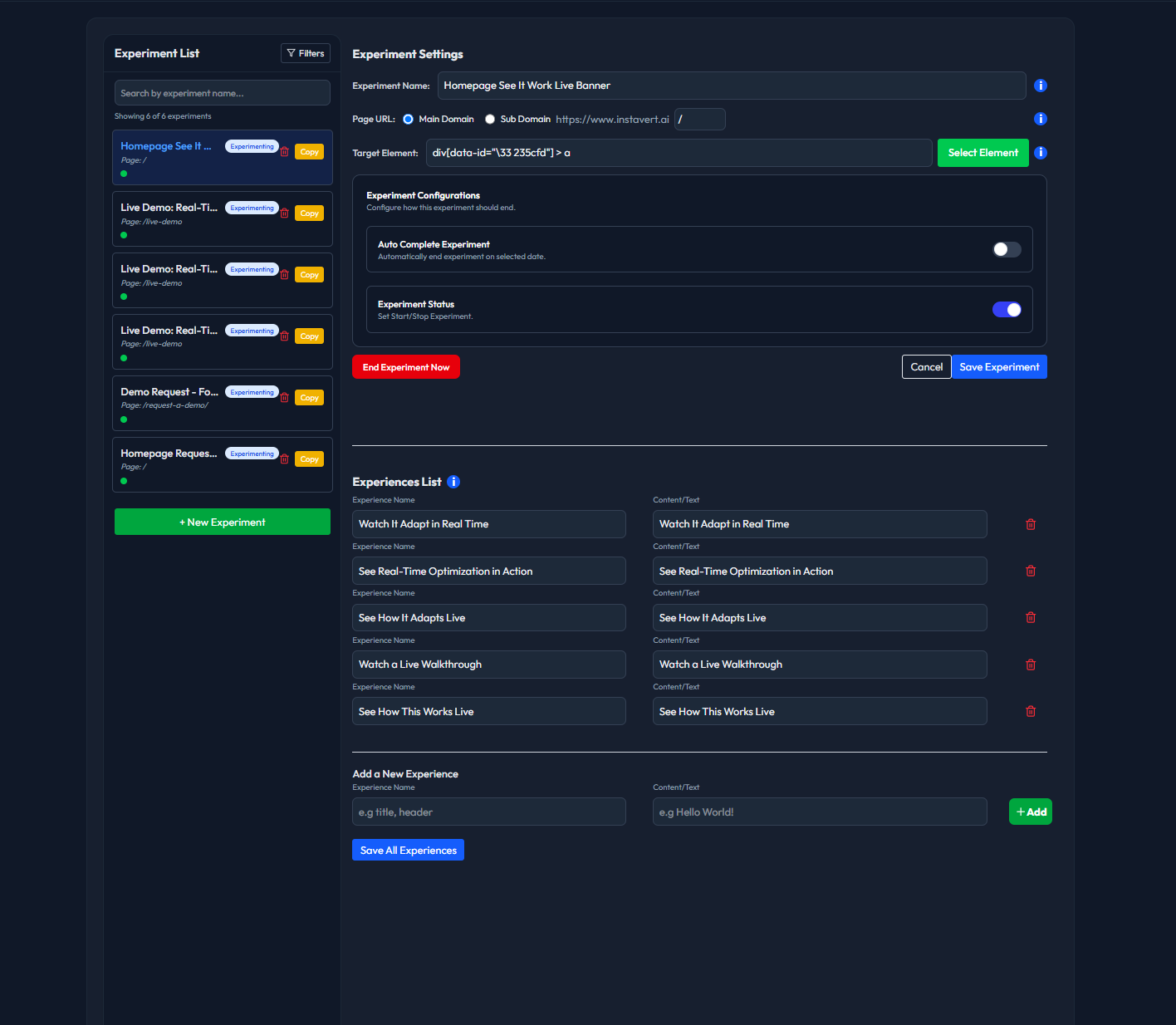Manage-Experiments